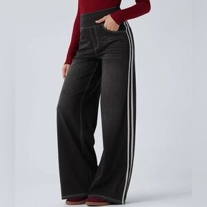 Halara Flex High Waisted Stripe Wide Leg Jeans Phantom